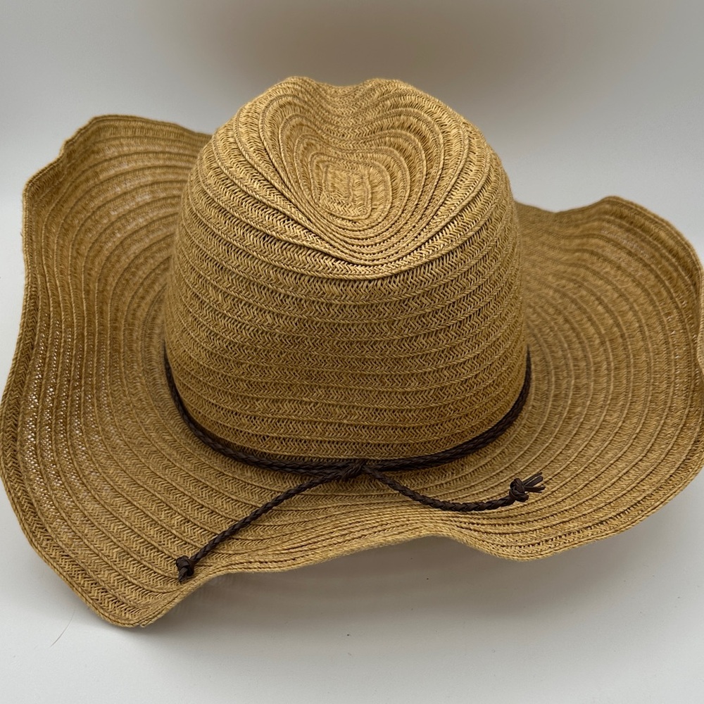 Four Buttons Tan Straw Sun Hat